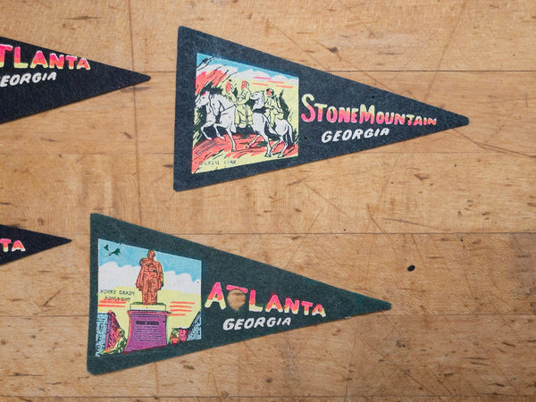 Set of Four Mini Vintage Atlanta Georgia Pennants